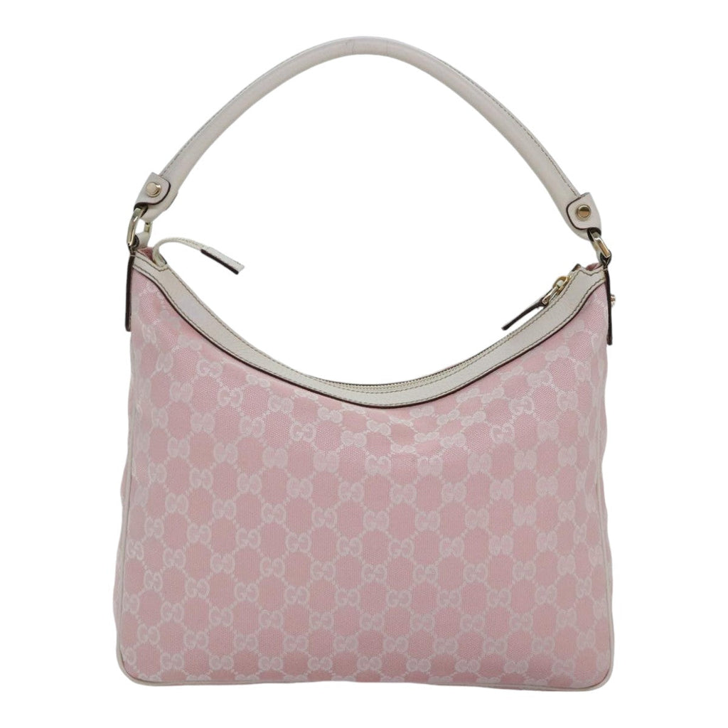 GUCCI GG Canvas Shoulder Bag Pink White Silver 153025 ki4845