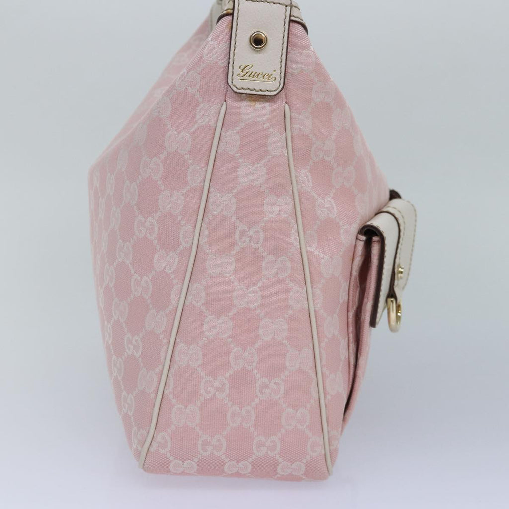 GUCCI GG Canvas Shoulder Bag Pink White Silver 153025 ki4845