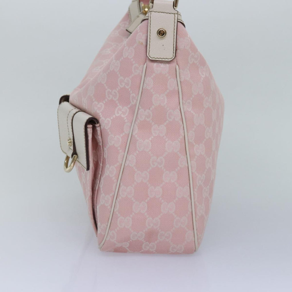 GUCCI GG Canvas Shoulder Bag Pink White Silver 153025 ki4845
