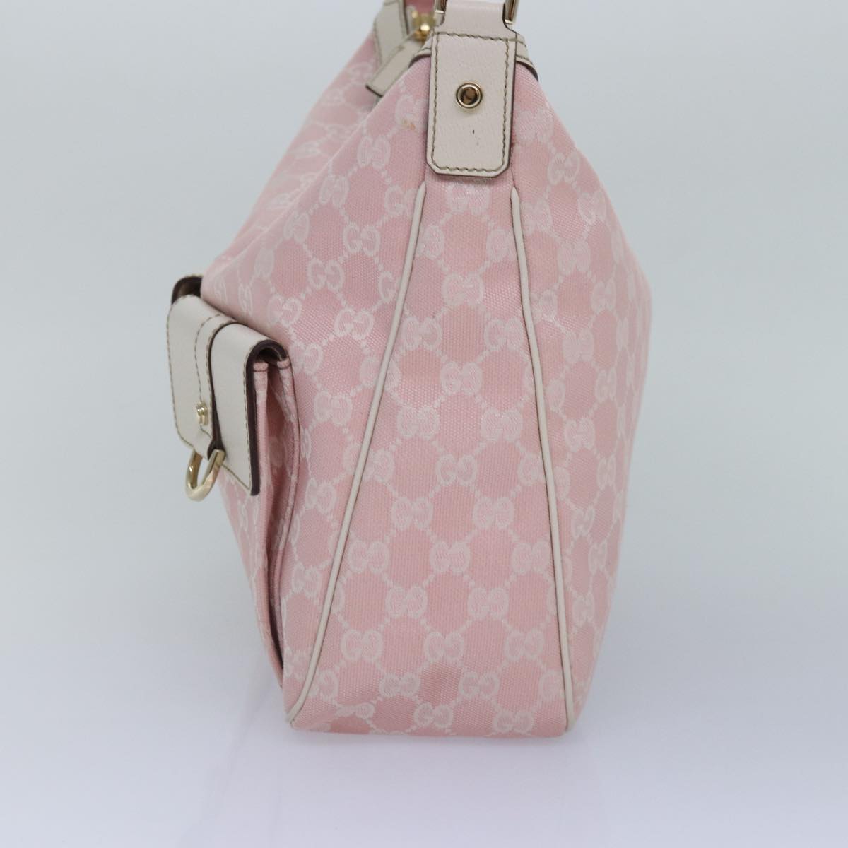 GUCCI GG Canvas Shoulder Bag Pink White Silver 153025 ki4845
