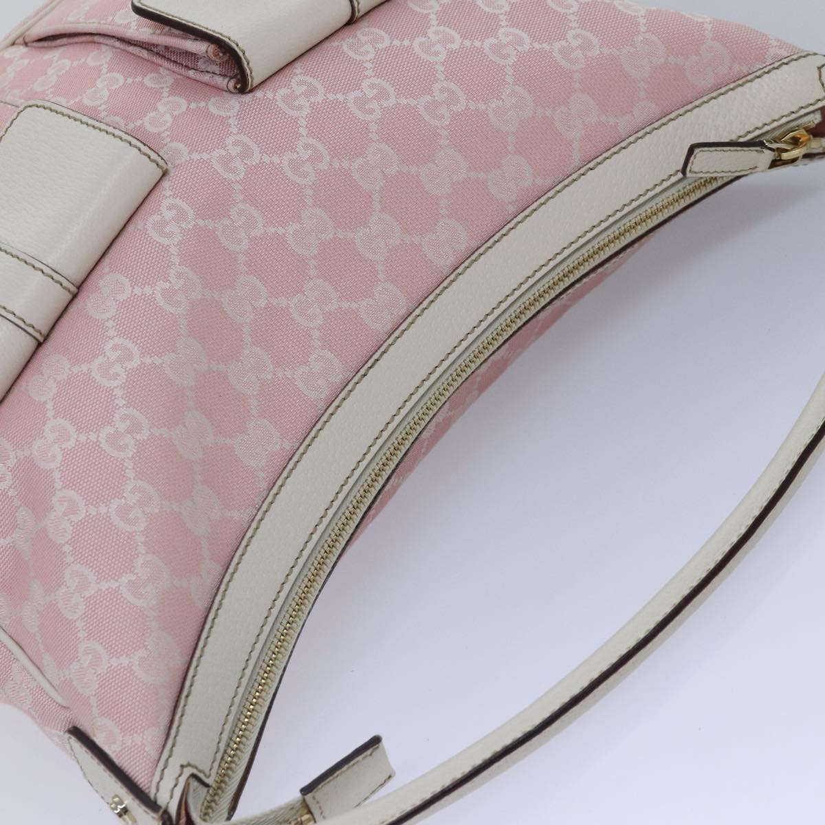 GUCCI GG Canvas Shoulder Bag Pink White Silver 153025 ki4845