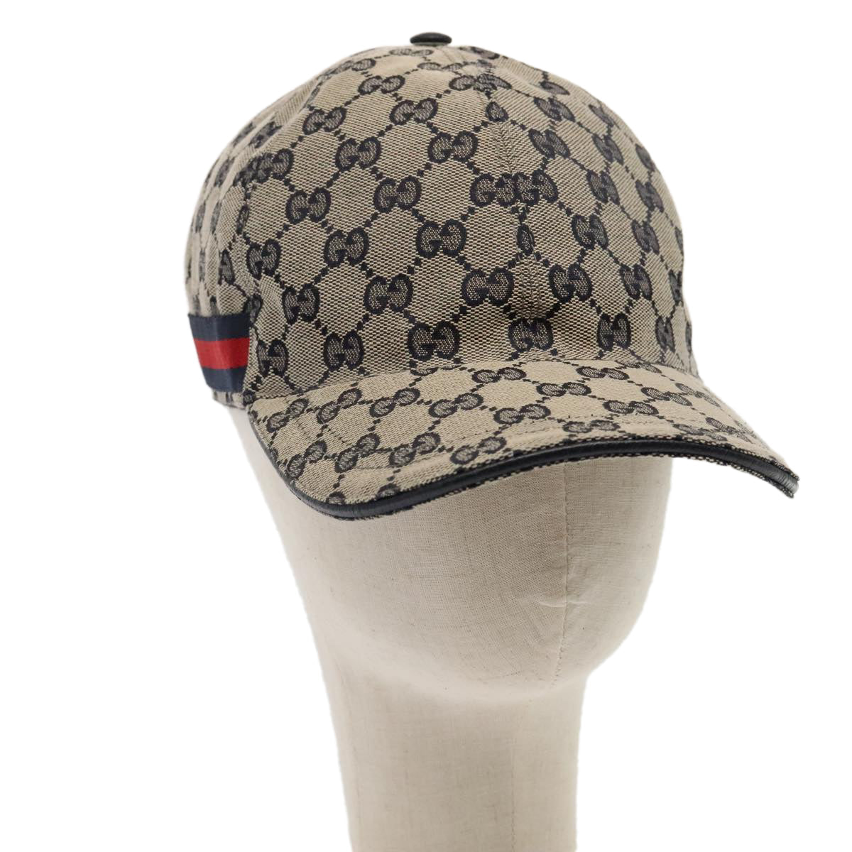 GUCCI GG Canvas Sherry Line Baseball Cap XL Red Navy 696845 ki4846