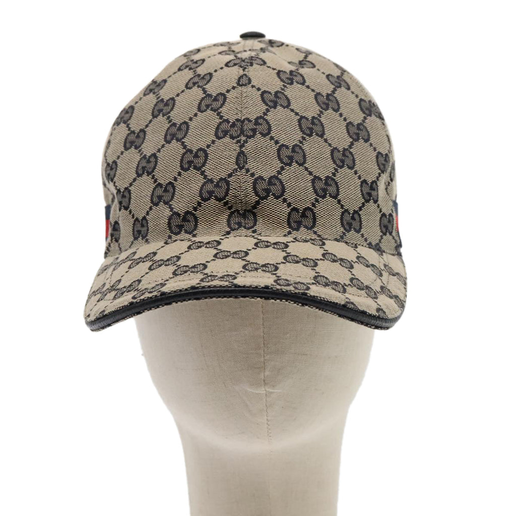 GUCCI GG Canvas Sherry Line Baseball Cap XL Red Navy 696845 ki4846