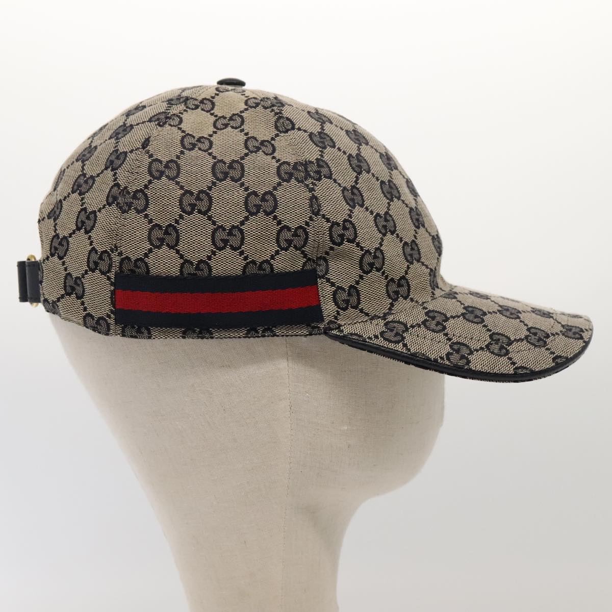 GUCCI GG Canvas Sherry Line Baseball Cap XL Red Navy 696845 ki4846