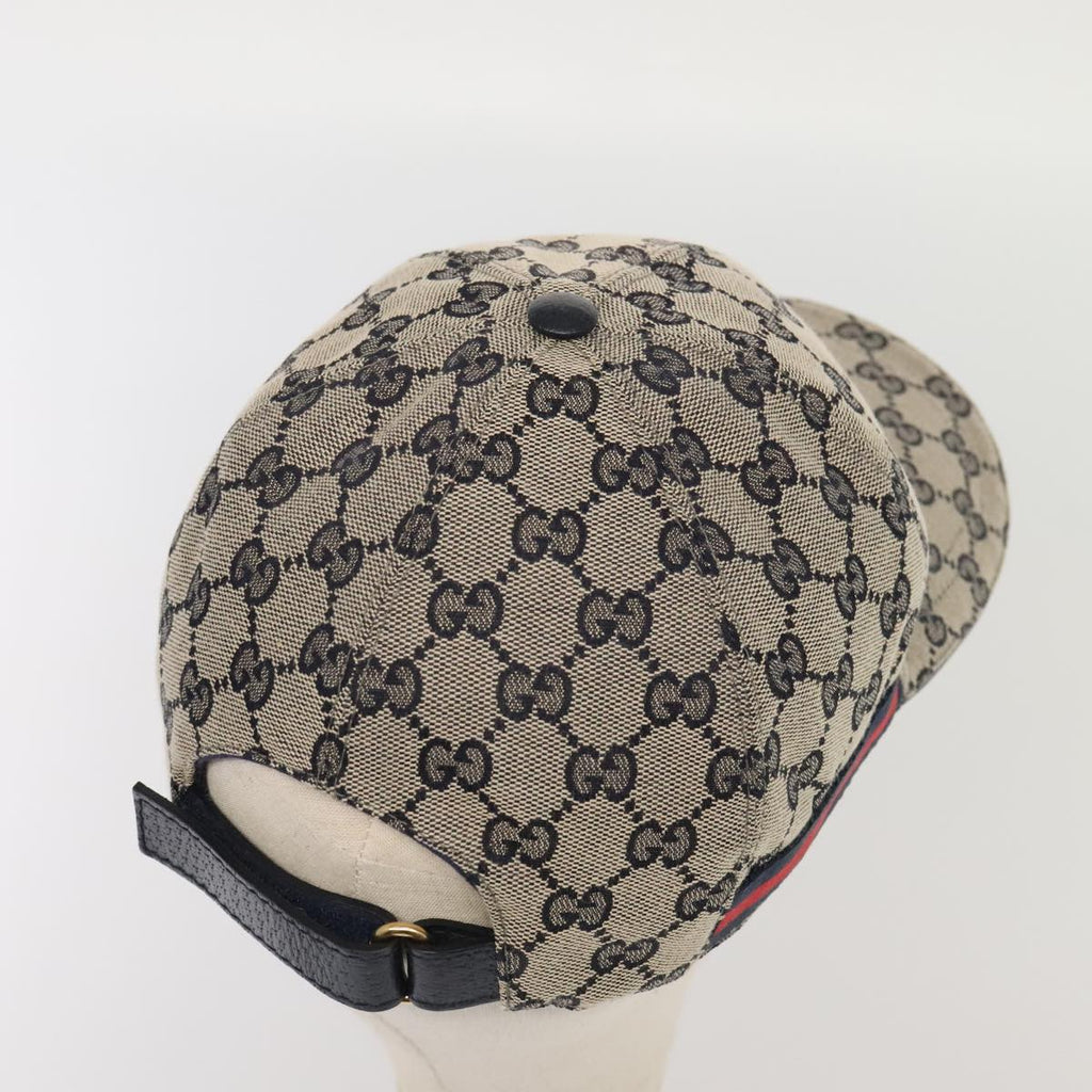 GUCCI GG Canvas Sherry Line Baseball Cap XL Red Navy 696845 ki4846