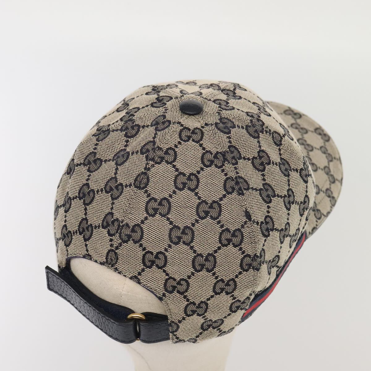 GUCCI GG Canvas Sherry Line Baseball Cap XL Red Navy 696845 ki4846