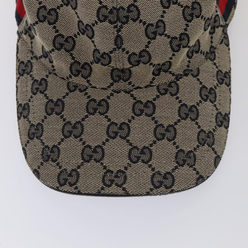 GUCCI GG Canvas Sherry Line Baseball Cap XL Red Navy 696845 ki4846