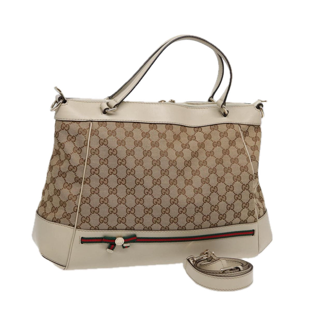 GUCCI GG Canvas Web Sherry Line Tote Bag 2way Red Beige Green 257349 ki4871