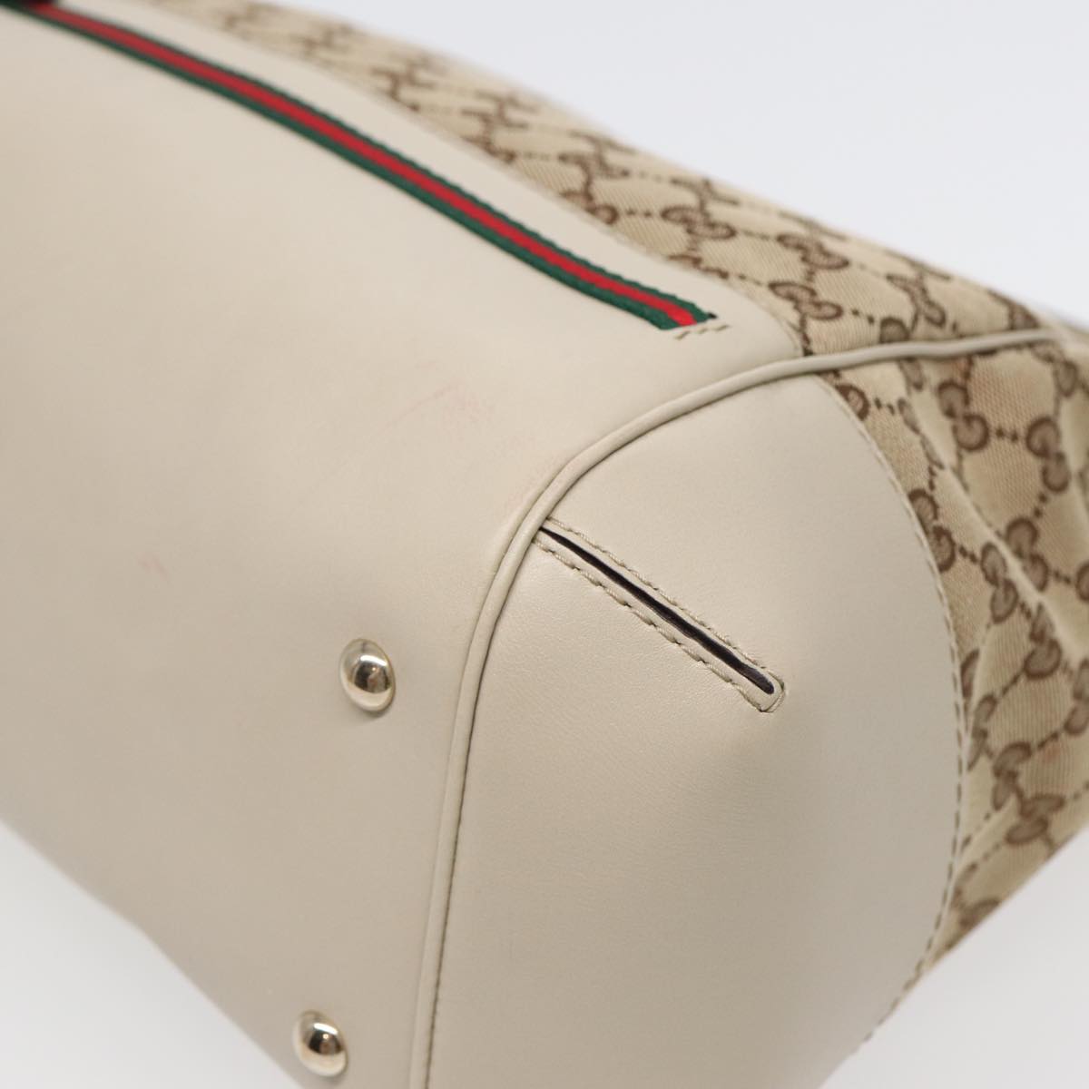 GUCCI GG Canvas Web Sherry Line Tote Bag 2way Red Beige Green 257349 ki4871