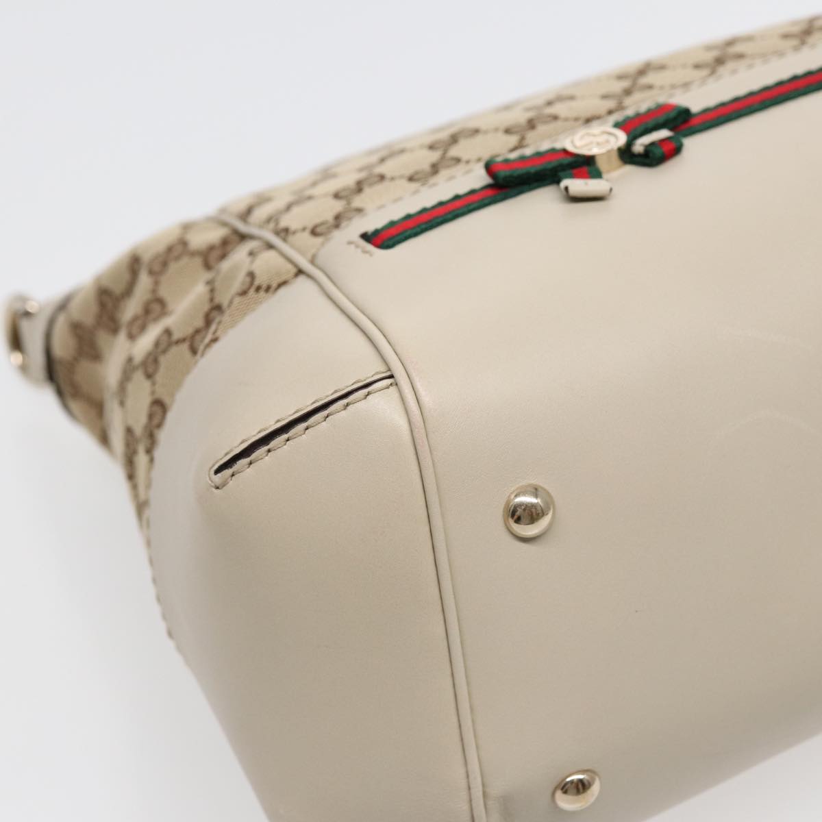 GUCCI GG Canvas Web Sherry Line Tote Bag 2way Red Beige Green 257349 ki4871