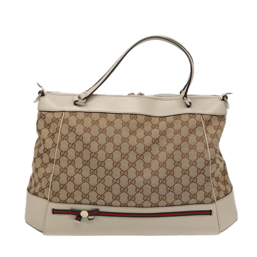 GUCCI GG Canvas Web Sherry Line Tote Bag 2way Red Beige Green 257349 ki4871