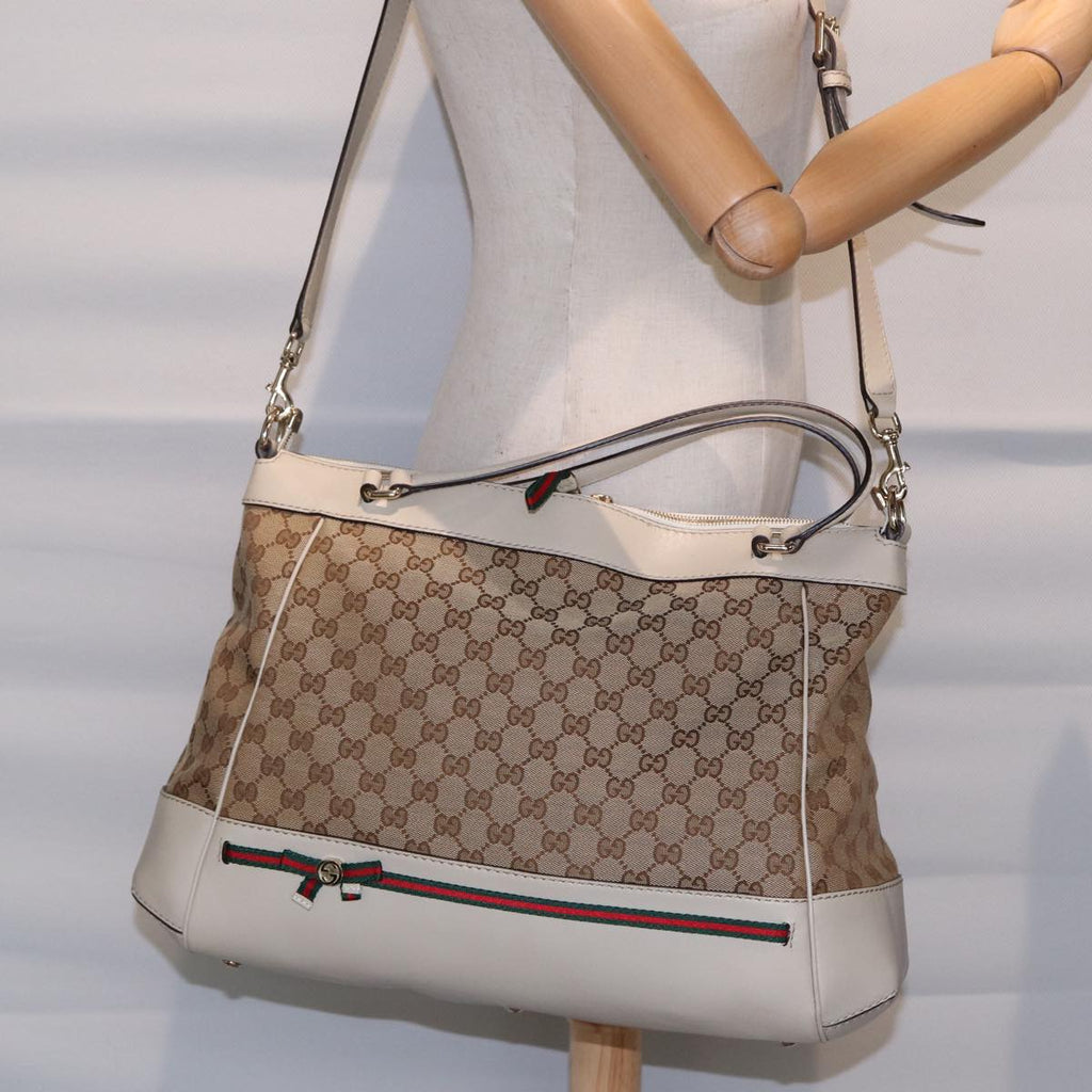 GUCCI GG Canvas Web Sherry Line Tote Bag 2way Red Beige Green 257349 ki4871