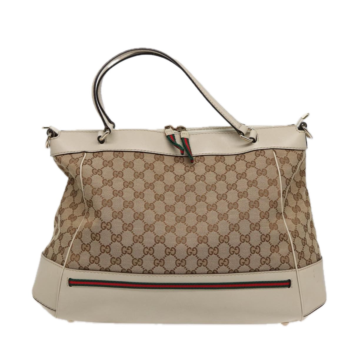 GUCCI GG Canvas Web Sherry Line Tote Bag 2way Red Beige Green 257349 ki4871