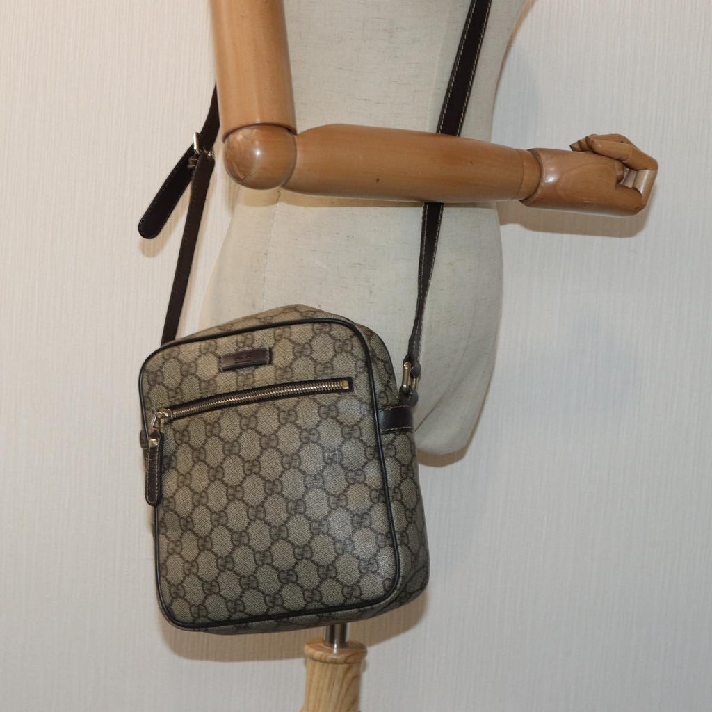 GUCCI GG Supreme Shoulder Bag PVC Leather Beige Brown gold 233268 ki4872
