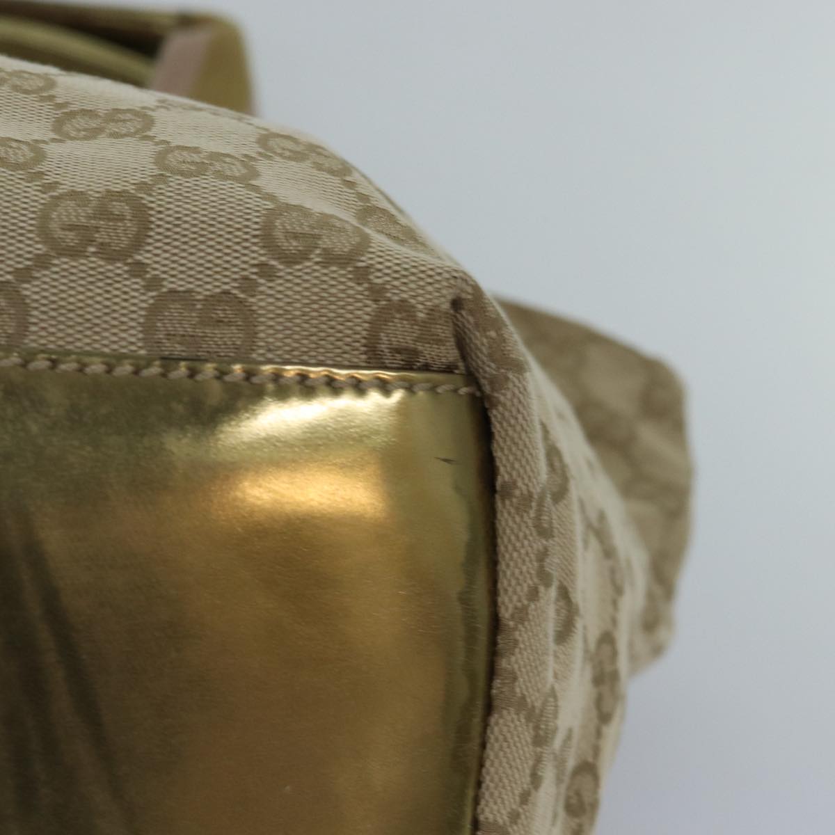 GUCCI GG Canvas Sherry Line Tote Bag Beige Pink gold 131230 ki4879