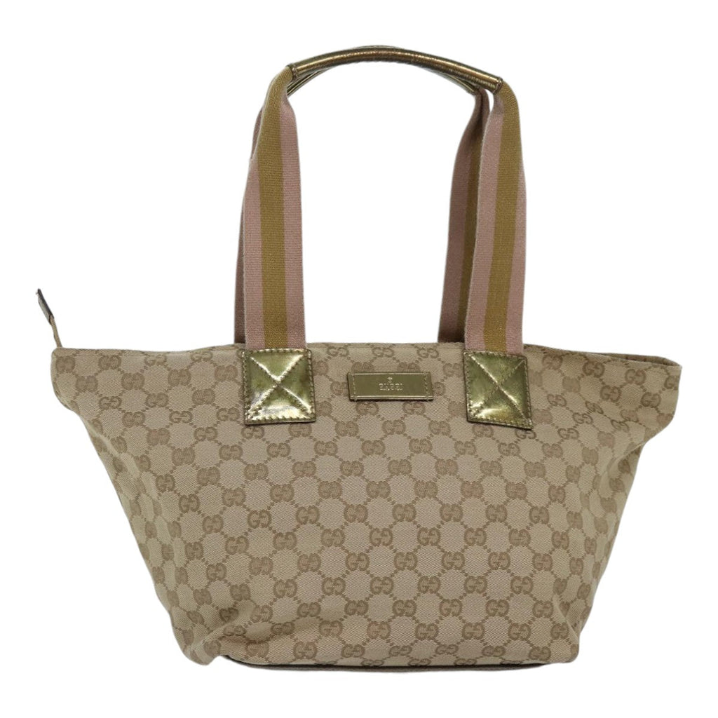 GUCCI GG Canvas Sherry Line Tote Bag Beige Pink gold 131230 ki4879