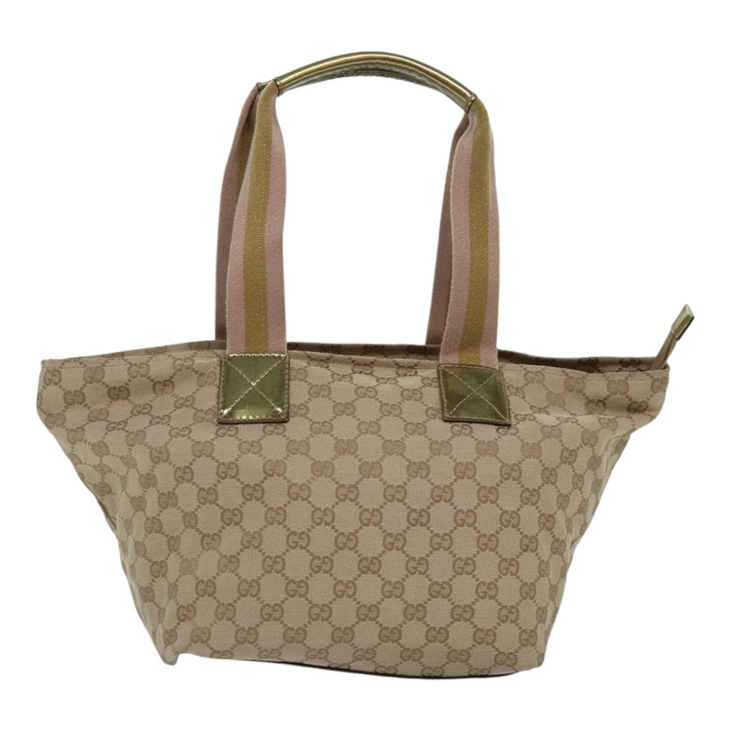 GUCCI GG Canvas Sherry Line Tote Bag Beige Pink gold 131230 ki4879