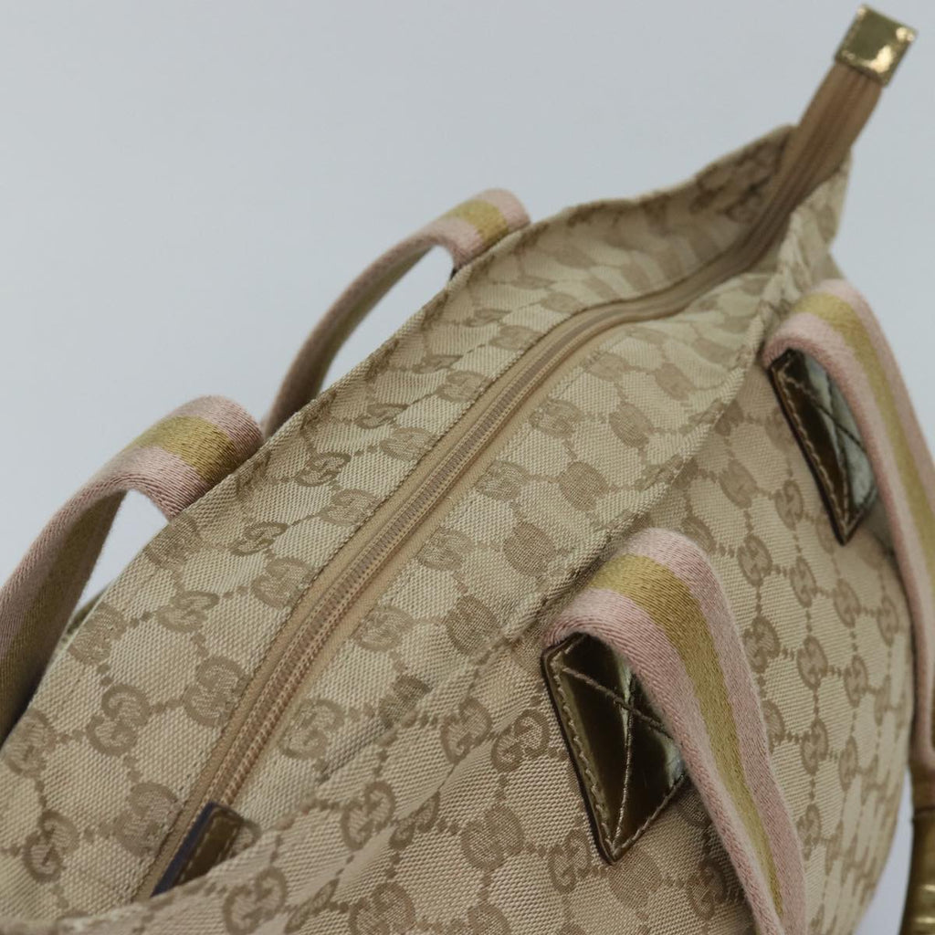 GUCCI GG Canvas Sherry Line Tote Bag Beige Pink gold 131230 ki4879