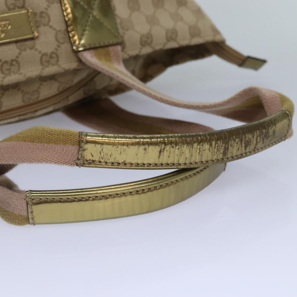 GUCCI GG Canvas Sherry Line Tote Bag Beige Pink gold 131230 ki4879
