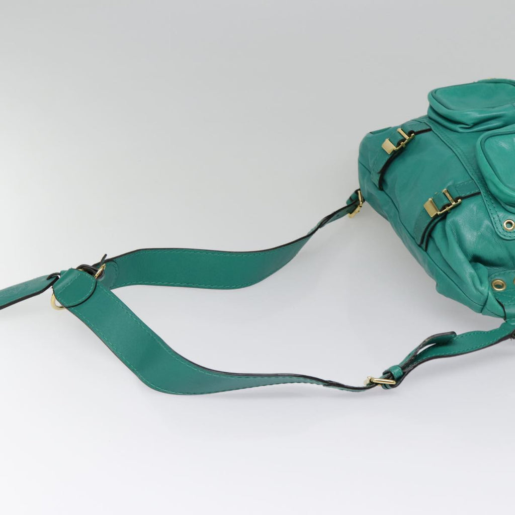 GUCCI Backpack Leather Green Gold ki4889