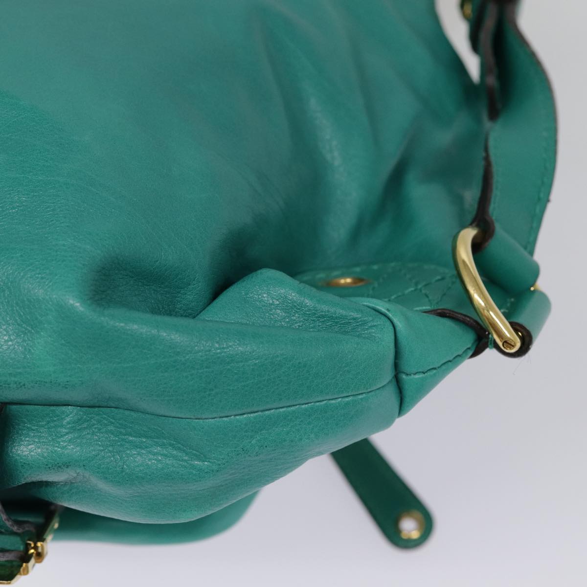 GUCCI Backpack Leather Green Gold ki4889
