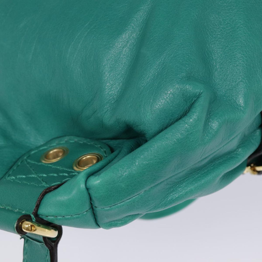 GUCCI Backpack Leather Green Gold ki4889