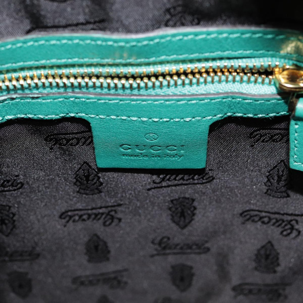 GUCCI Backpack Leather Green Gold ki4889