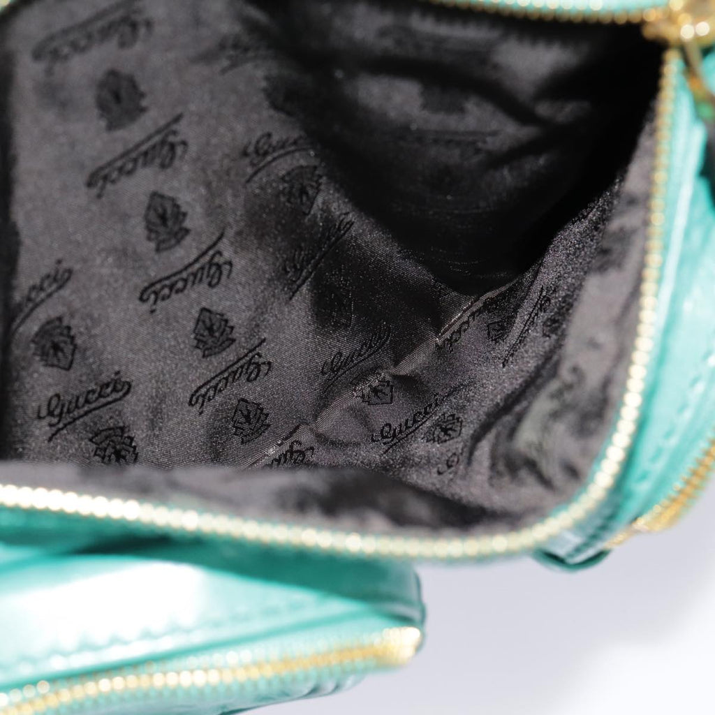 GUCCI Backpack Leather Green Gold ki4889