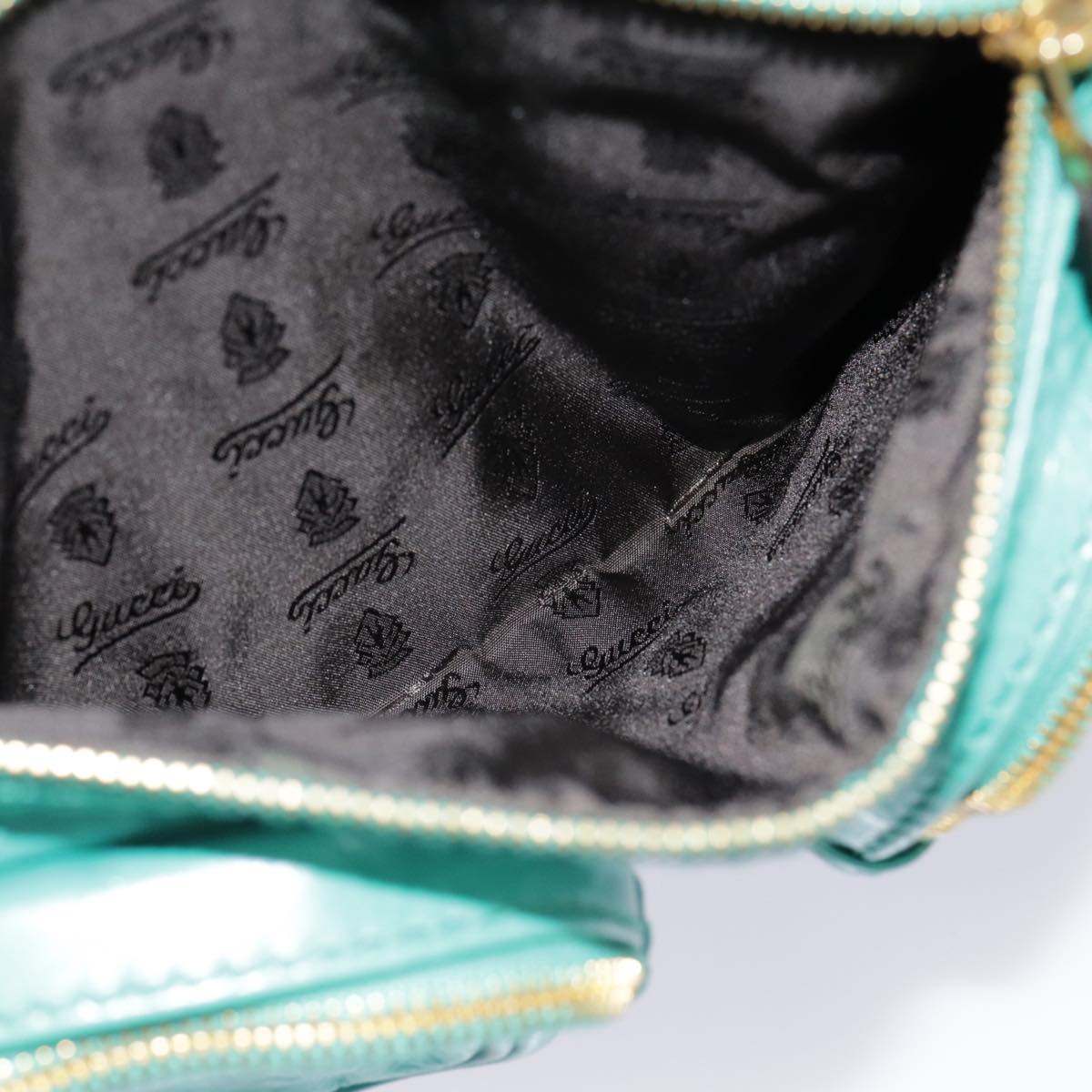 GUCCI Backpack Leather Green Gold ki4889