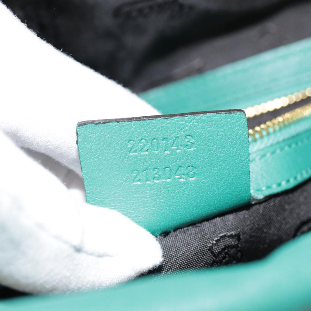 GUCCI Backpack Leather Green Gold ki4889