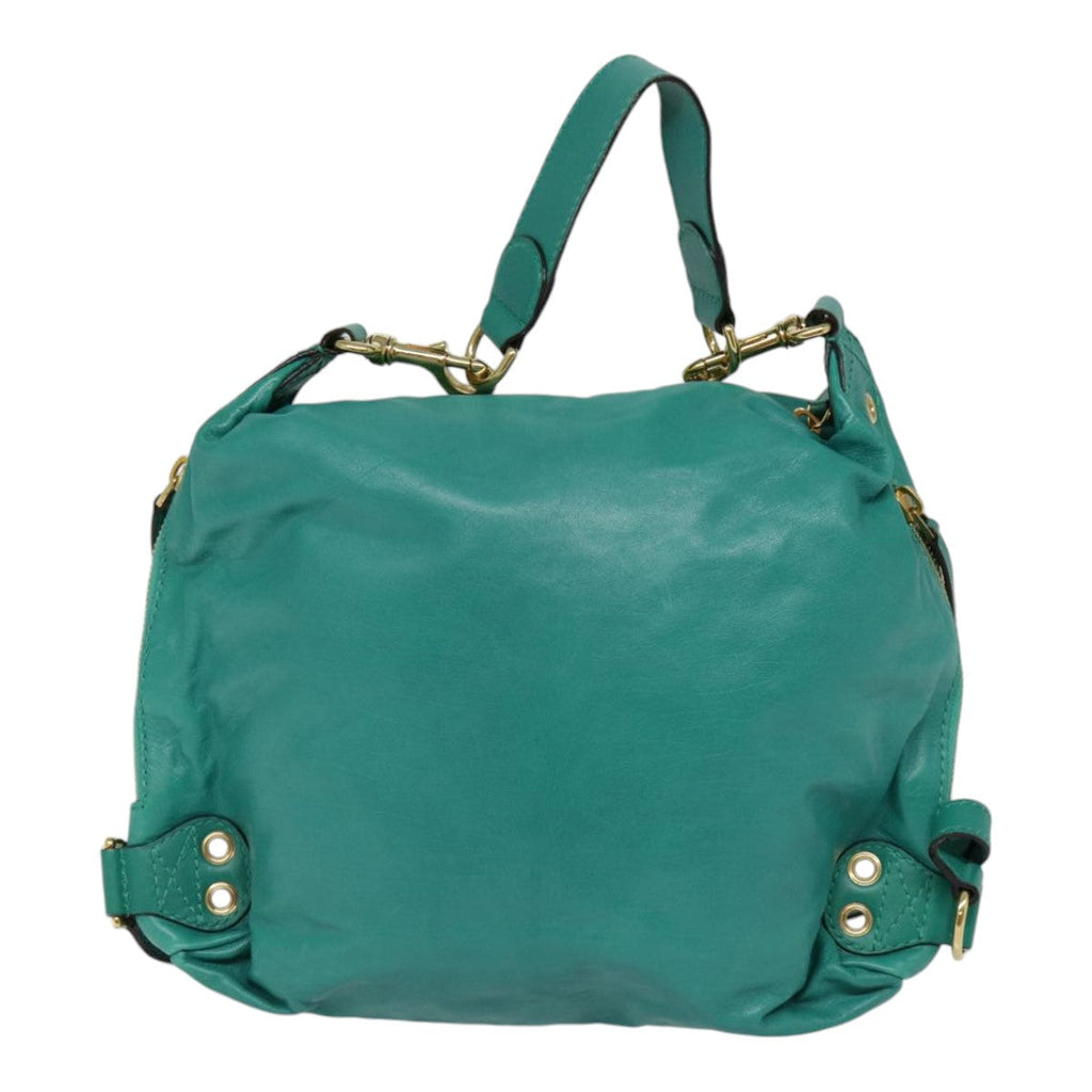 GUCCI Backpack Leather Green Gold ki4889