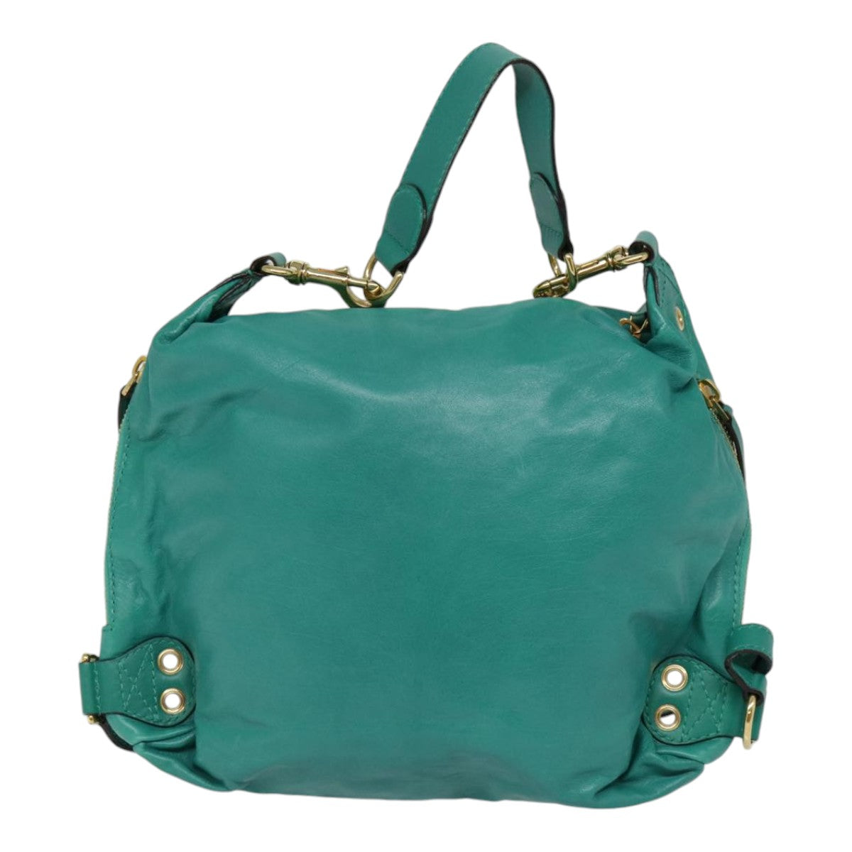 GUCCI Backpack Leather Green Gold ki4889
