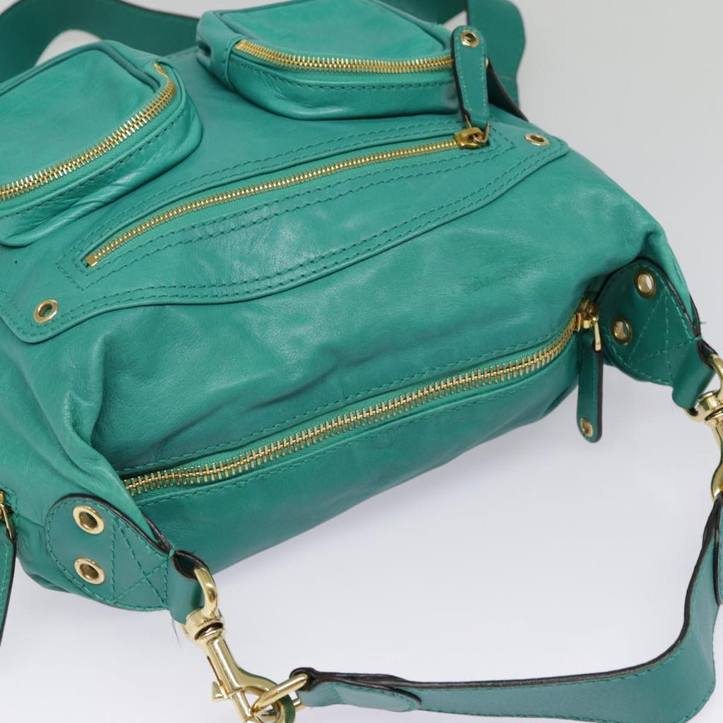 GUCCI Backpack Leather Green Gold ki4889