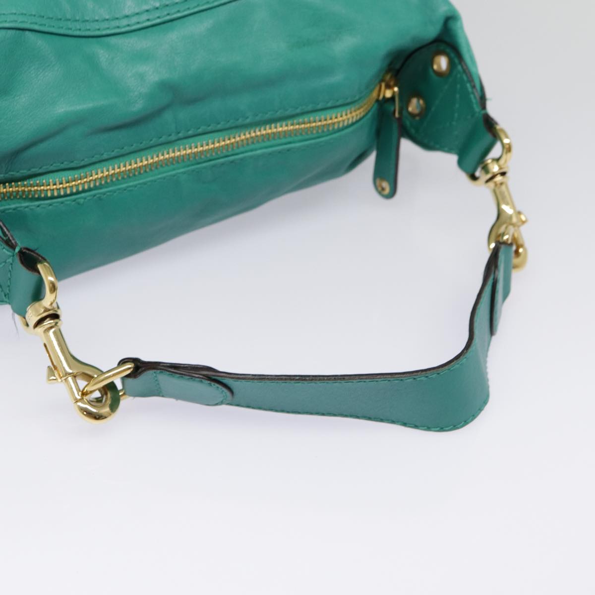 GUCCI Backpack Leather Green Gold ki4889