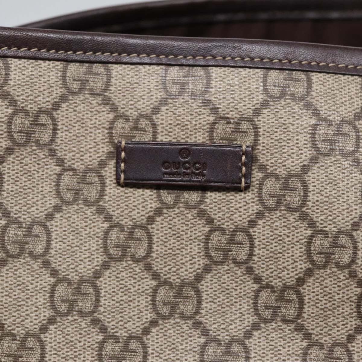 GUCCI GG Supreme Tote Bag PVC Beige Gold 223668 ki4895