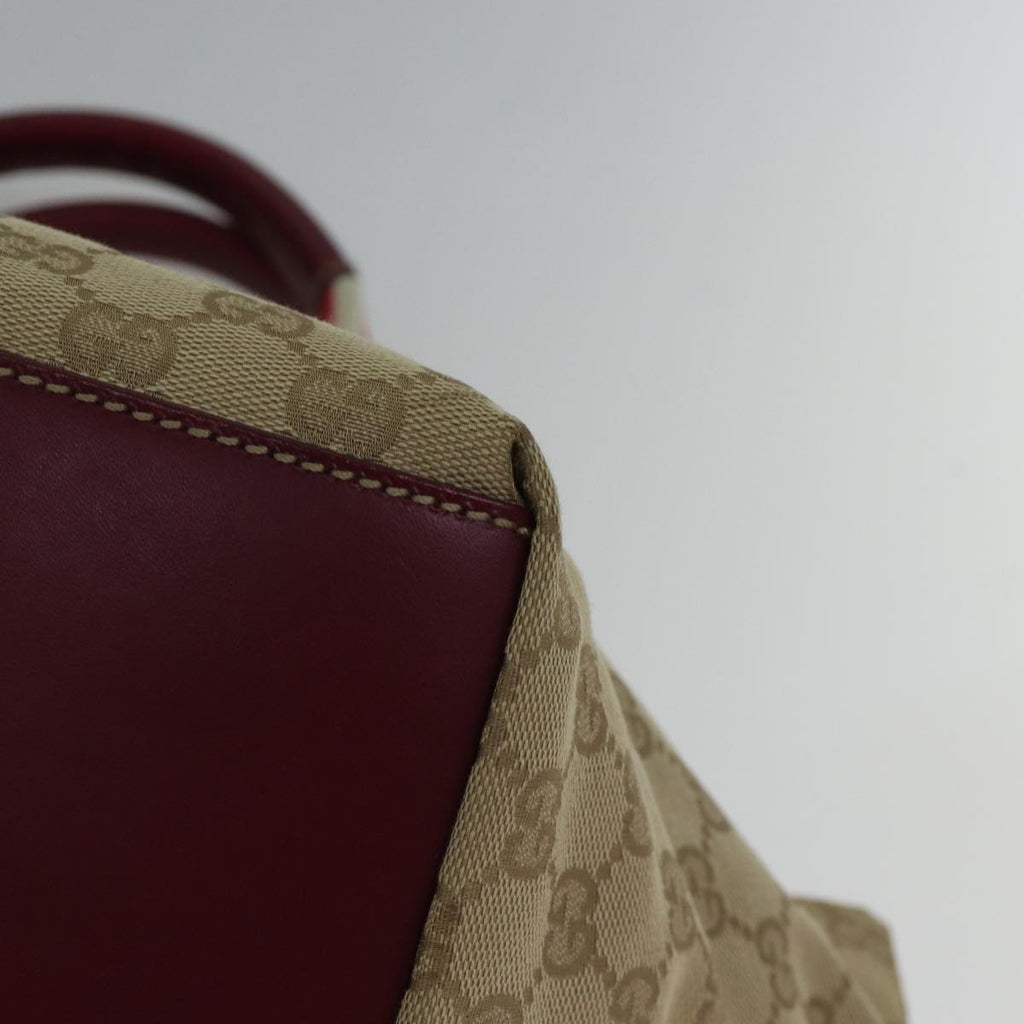GUCCI GG Canvas Sherry Line Shoulder Bag Beige Red ki4899