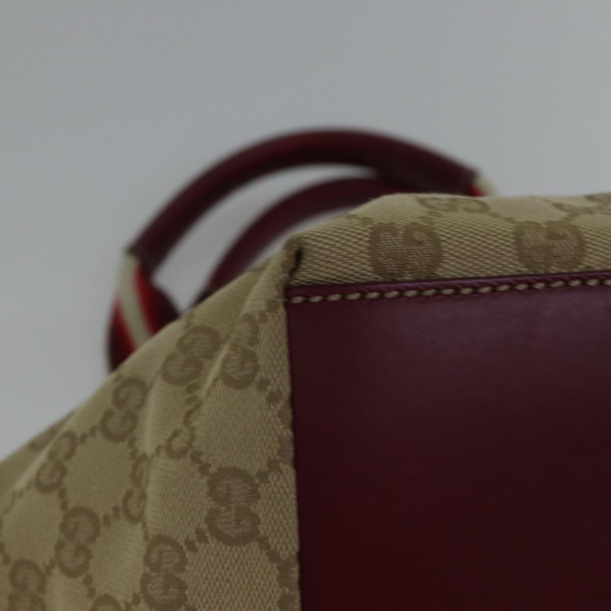 GUCCI GG Canvas Sherry Line Shoulder Bag Beige Red ki4899