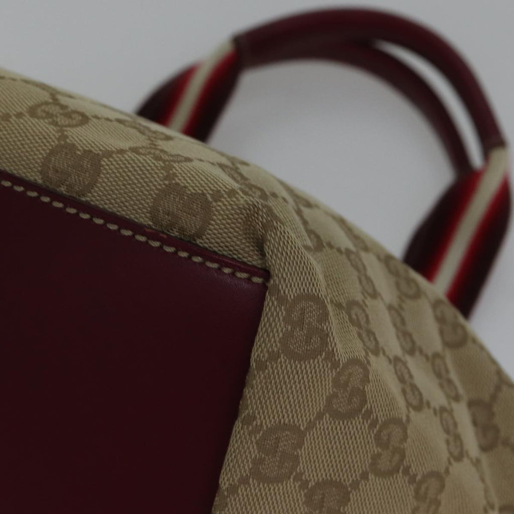 GUCCI GG Canvas Sherry Line Shoulder Bag Beige Red ki4899