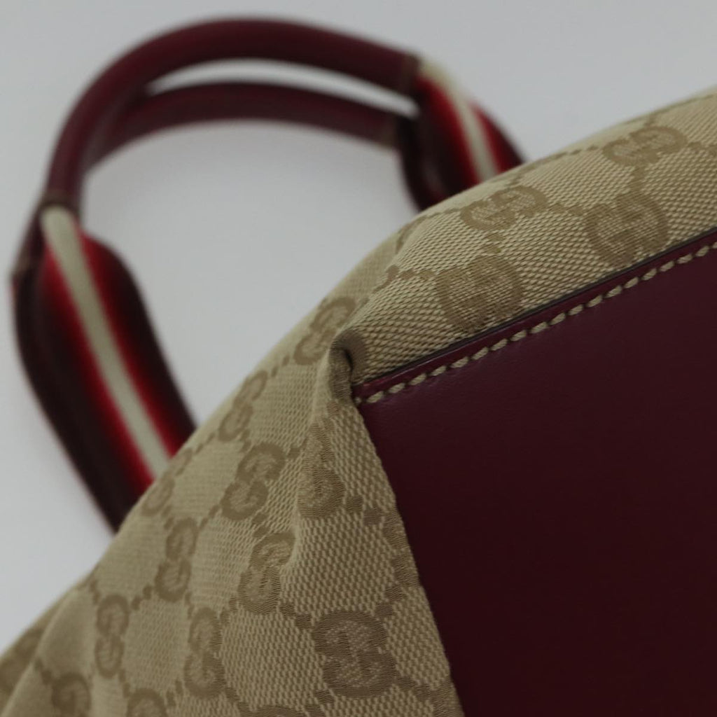 GUCCI GG Canvas Sherry Line Shoulder Bag Beige Red ki4899