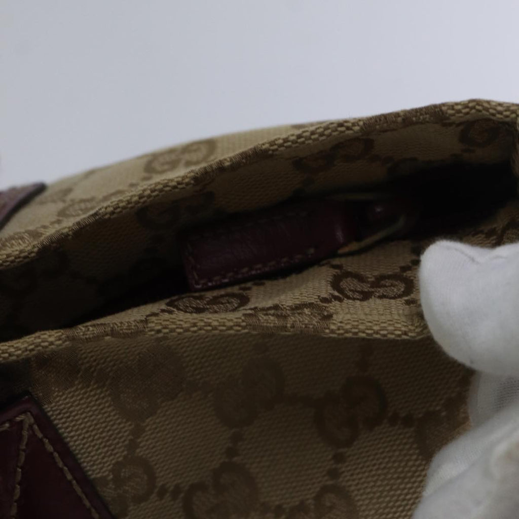 GUCCI GG Canvas Sherry Line Shoulder Bag Beige Red ki4899