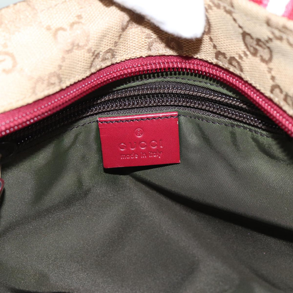 GUCCI GG Canvas Sherry Line Shoulder Bag Beige Red ki4899