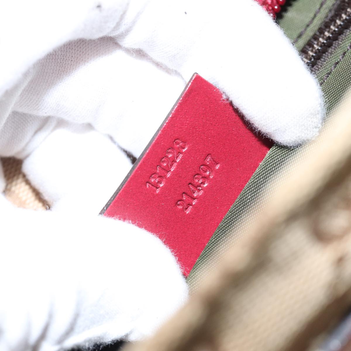 GUCCI GG Canvas Sherry Line Shoulder Bag Beige Red ki4899