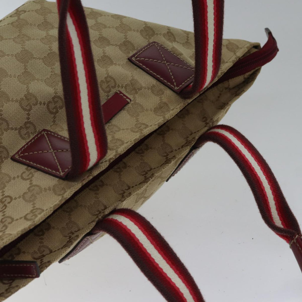 GUCCI GG Canvas Sherry Line Shoulder Bag Beige Red ki4899
