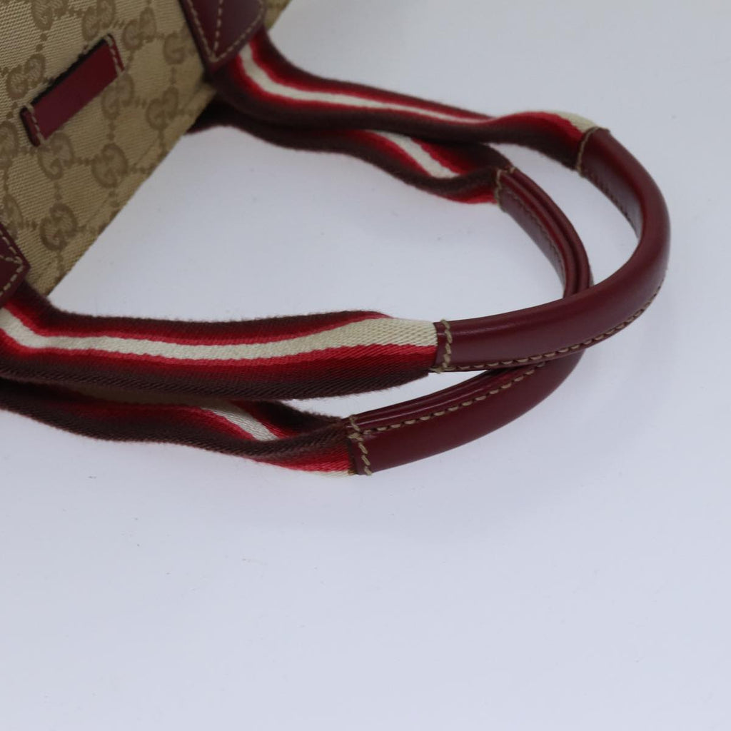 GUCCI GG Canvas Sherry Line Shoulder Bag Beige Red ki4899