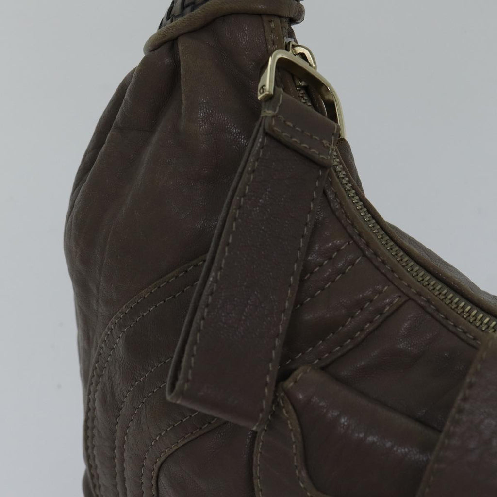 FENDI Zucca Shoulder Bag Leather Beige ki4903