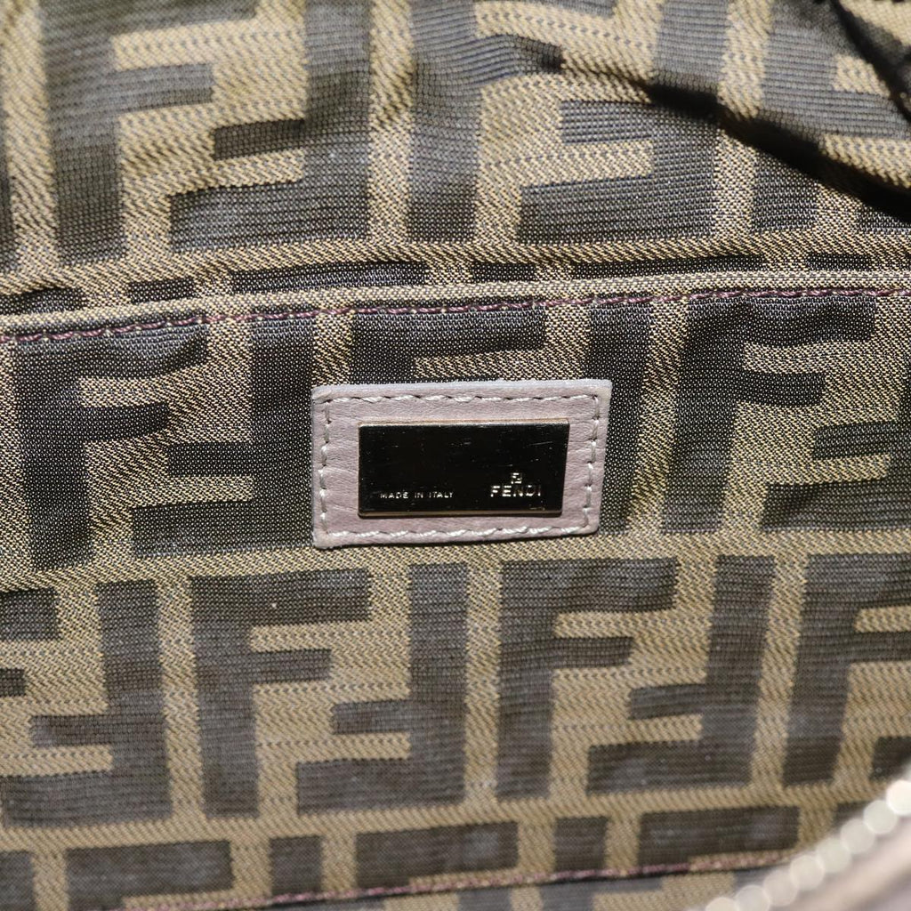 FENDI Zucca Shoulder Bag Leather Beige ki4903