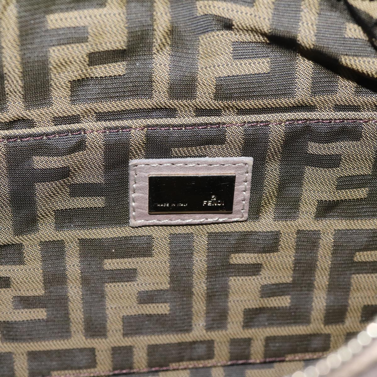 FENDI Zucca Shoulder Bag Leather Beige ki4903