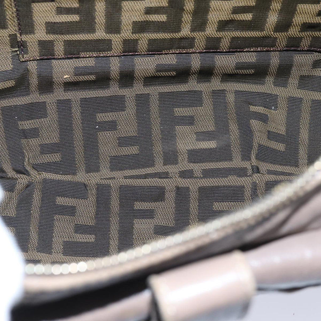 FENDI Zucca Shoulder Bag Leather Beige ki4903
