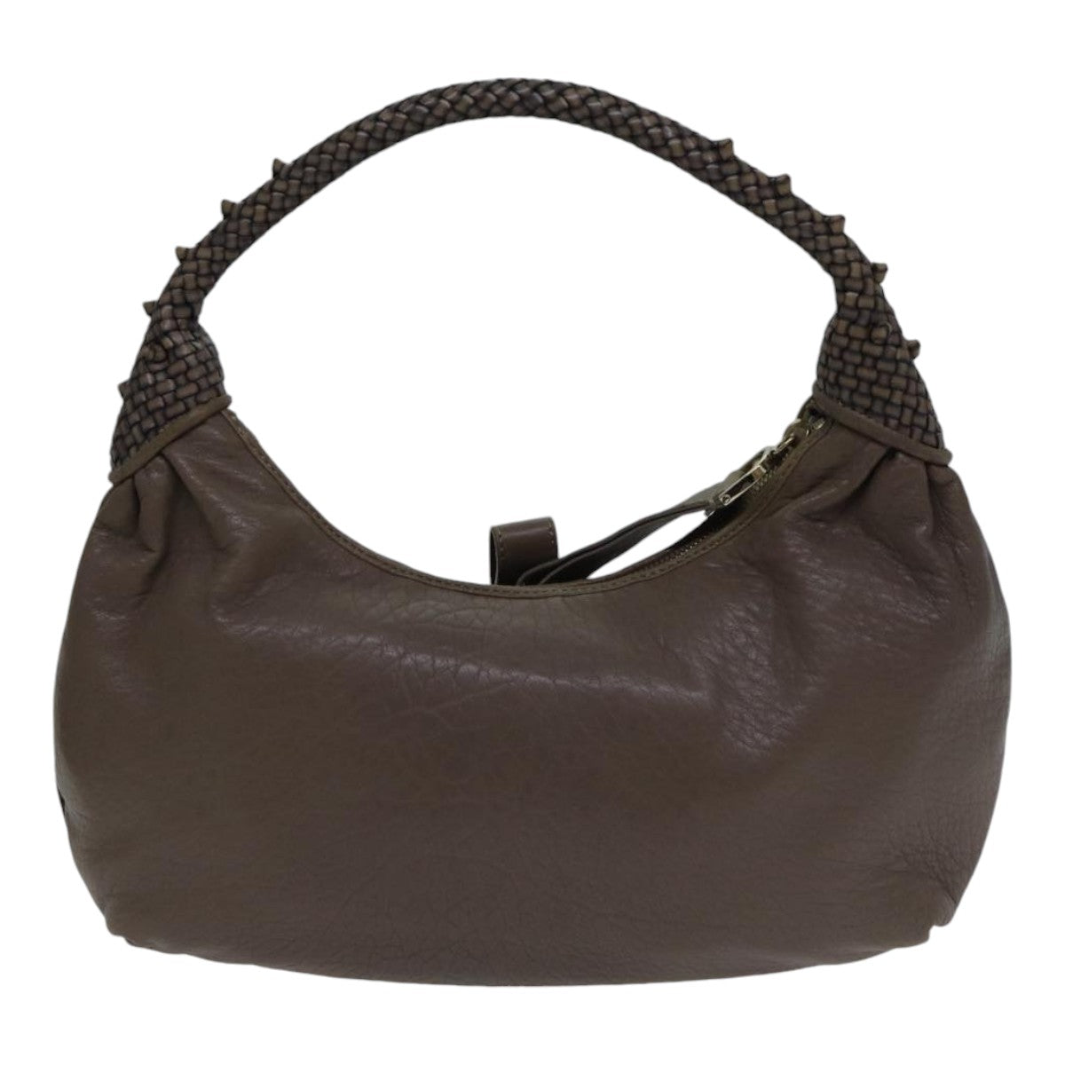 FENDI Zucca Shoulder Bag Leather Beige ki4903
