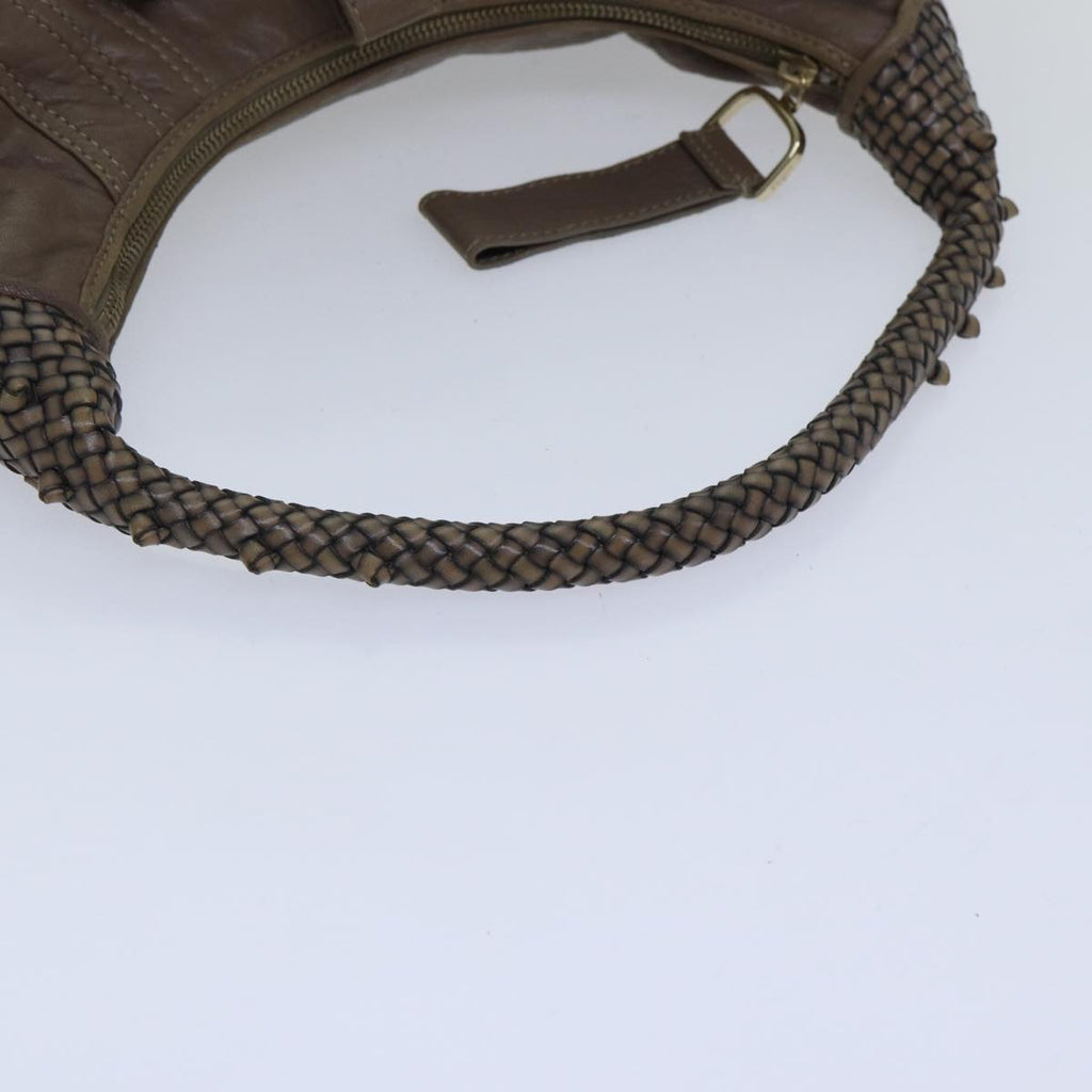 FENDI Zucca Shoulder Bag Leather Beige ki4903